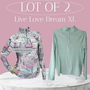 Aeropostale LLD Long Sleeve Neon Geo & No Sweat Green Half-Zip Track Tops XL